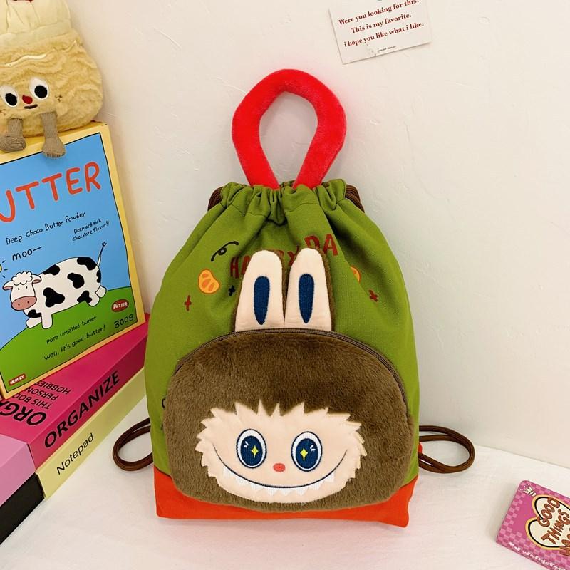 New Labubu Backpack Plush Pain Bag Cute Backpack Kapibala Canvas Bag Drawstring Bag CLE