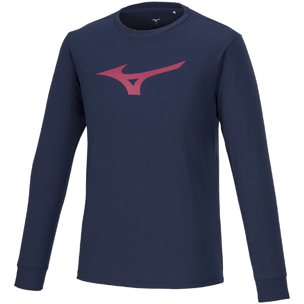Mizuno Training Wear Long Sleeve Dress Size L T-Shirt, Moisture-Wicking, Quick-Drying, 32MAA157, Navy/Magenta,