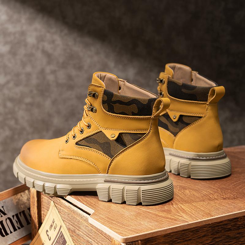 Ретро мужские ботильоны Водонепроницаемые повседневные кожаные ботинки Высокие ботинки для мужчин Нескользящие рабочие ботинки