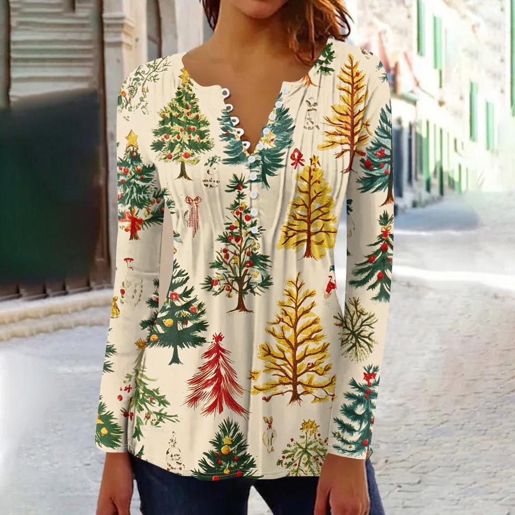 Рубашки с длинным рукавом для женщин, осенняя мода, нарядные повседневные блузки, модные плиссированные туники, топы для леггинсов, Рождество