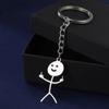 Funny Middle Finger Stickman Keychain Cute Trend School Bag Car Key Pendant Couple New Trinket Gift Keyring