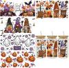 Halloween UV DTF Cup Wrap Transfer for 16oz Glass - 5 Sheets Halloween Theme Rub On Transfer Stickers, Cute Ghost Pumpkin Dwarf Bat Butterfly Uvdtf Cu