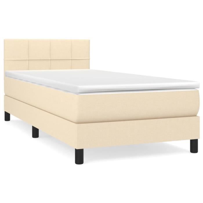 3140022 vidaXL Bed Base and Mattress Cream 90x190 Cm Fabric