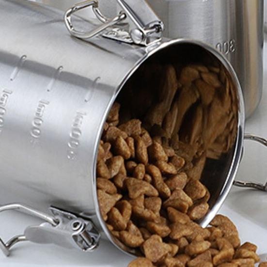 Герметичный контейнер для хранения еды из нержавеющей стали, банка для корма для домашних животных с крышкой для собак