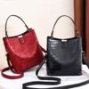 Crocodile Pattern Bucket Bag Fashion Mini Crossbody Bag Women's PU Leather Handbag & Purse
