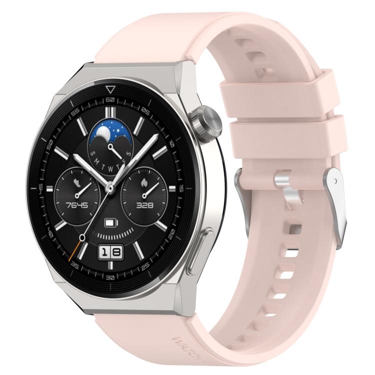 Для Huawei Watch GT3 46 мм 22 мм Выступающая головка Силиконовый ремешок Серебряная пряжка