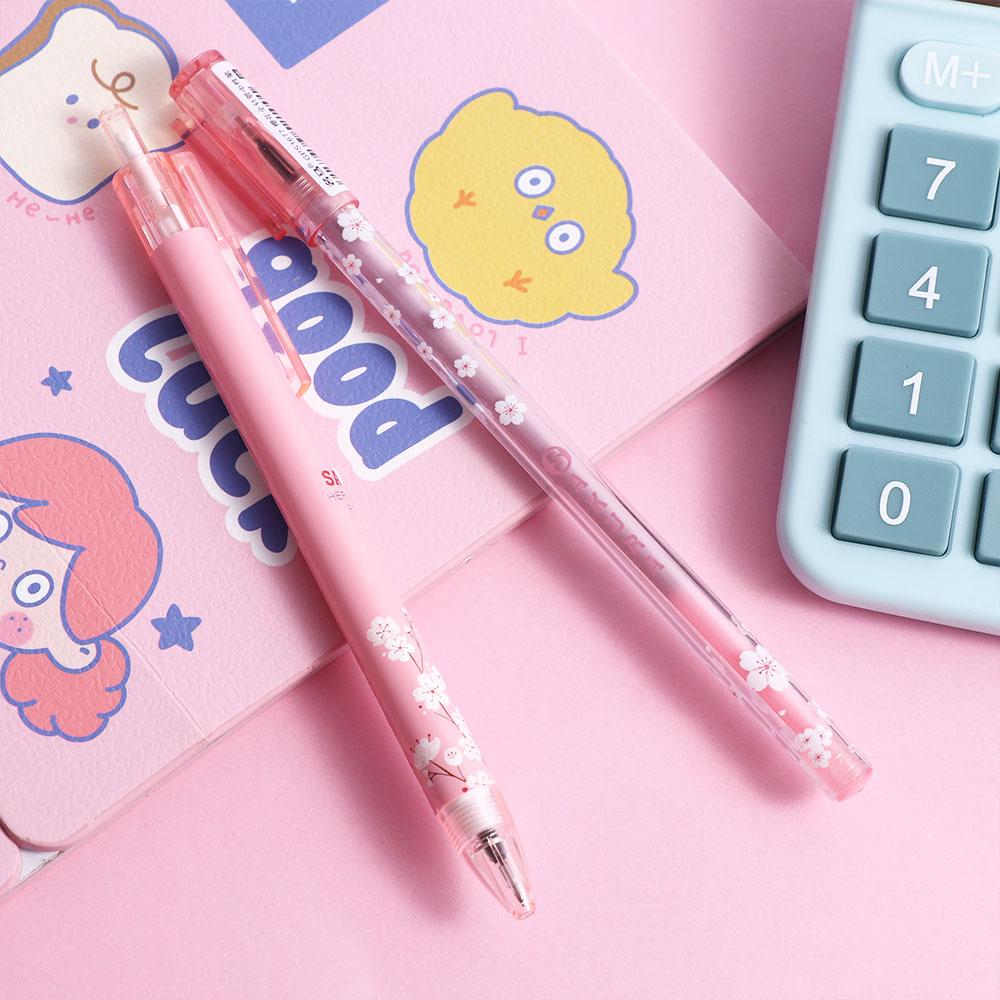 Школьные принадлежности корейские 0,5 мм черные студенческие подарочные гелевые ручки с рисунком сакуры, ручка для письма, ручка для подписи