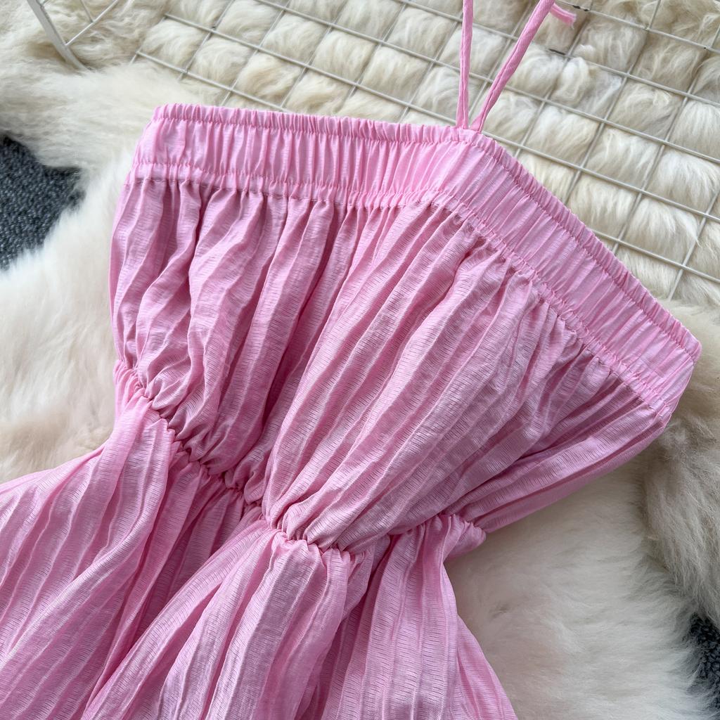 Летние женские розовые бретельки через шею с открытой спиной и вышивкой, длинные макси-платья Sweet Princess Chic