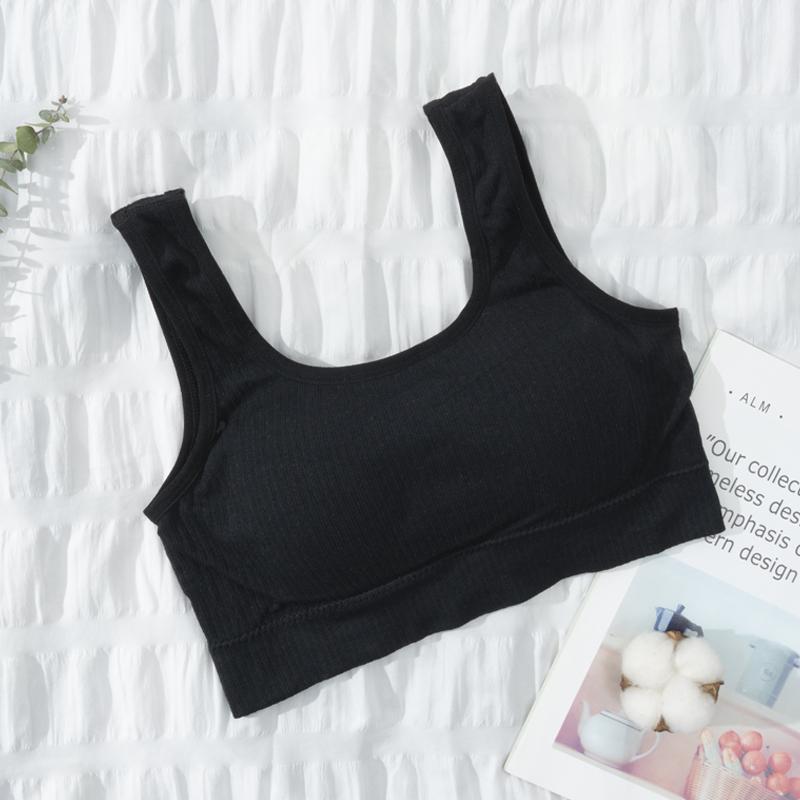 Fashion Women's Solid Color Vest U-shaped Beautiful Back Bra Without Steel Ring Vest Integrated Latex Breast Pad Underwear