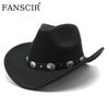 Hat Soft Fashion Western Cowboy Hat For Men Wool Felt Autumn Winter Vintage Wide Brim Fedoras Cowgirl Hats British Style Church Women Hat