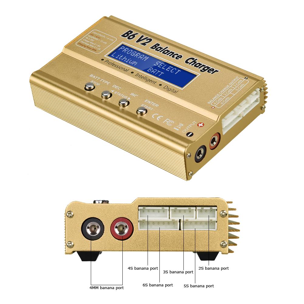 Balance Charger B6 V2 80W RC Discharge with Adapter+ 8 in 1 Cables + Battery Explosion Proof Bag RC Lipo Battery Charger