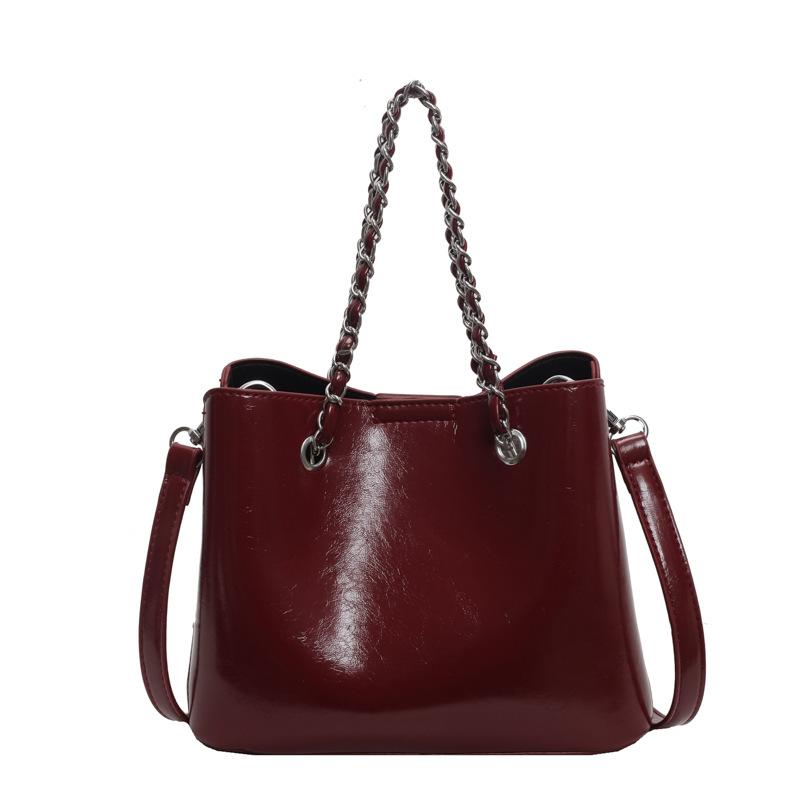 Summer New Large-capacity Bucket Bag Underarm Bag Fashion Bag Women's Chain Retro Casual Solid Color Shoulder Bag Tide
