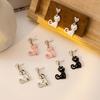 Silver Needle Cat Drop Earrings - Cute, Cartoon-Style Love Earrings for Women