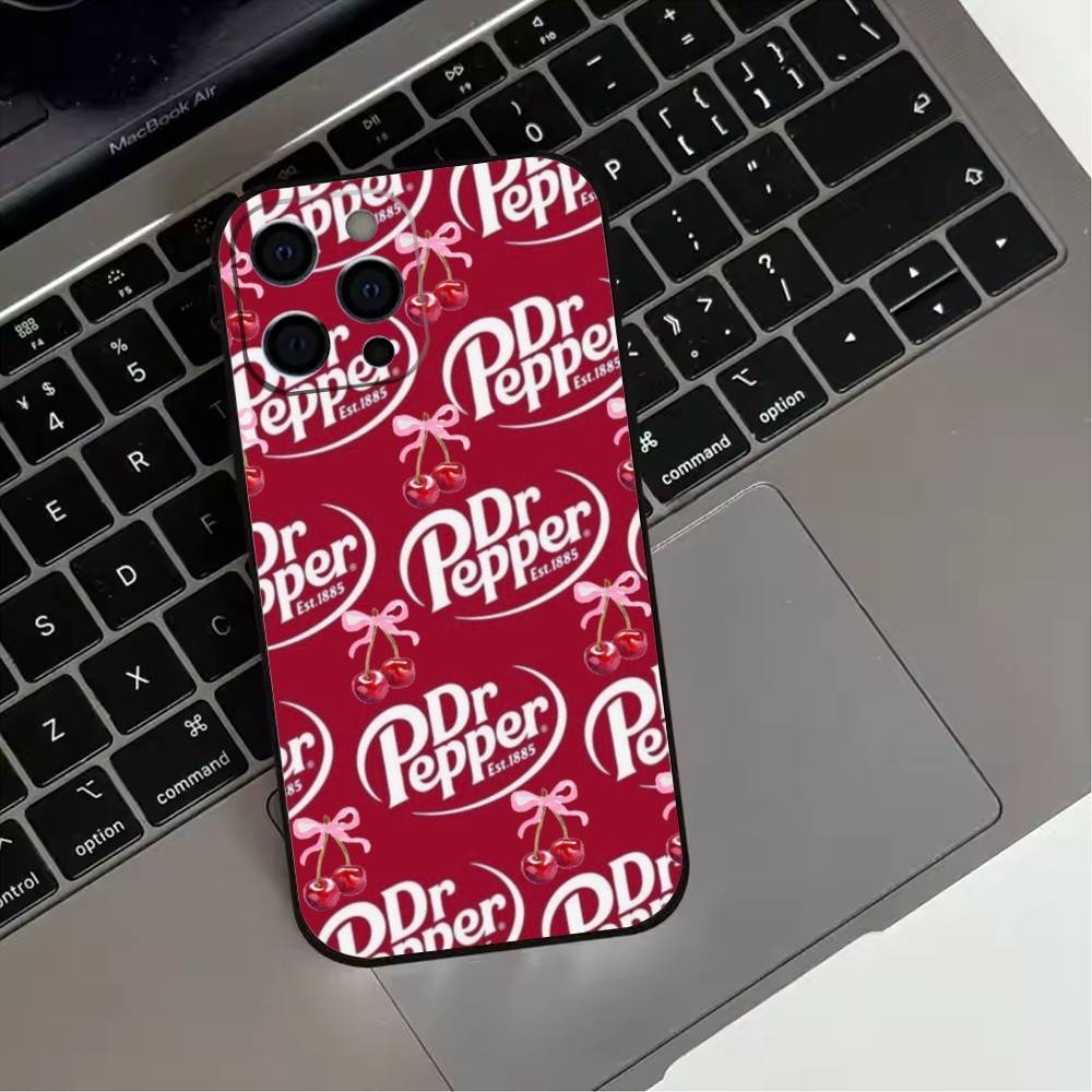 Cherry Drink Dr Pepper suger Phone Case For iPhone17,16,15,14,13,12,11 Plus,Pro Max Soft Black Cover