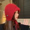 Lace-up Knitted Hat Solid Color Strap Beanies Fashion Knitted Earmuffs Hat  Winter