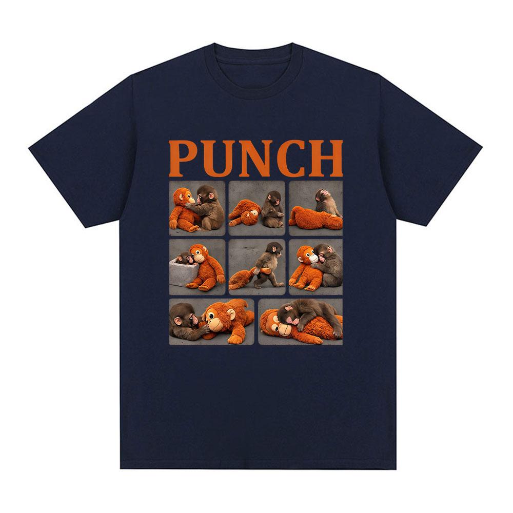 Punch The Monkey Baby Zoo Funny Meme Tshirts Unisexs Women Clothing Casual Cotton Tshirt Fashion Oversized Short Sleeves T Shirt