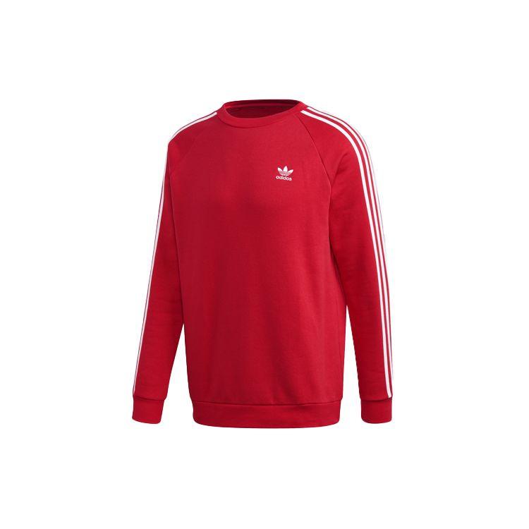 adidas Толстовка с круглым вырезом Originals с 3 полосками, мужские топы, красный FM3761