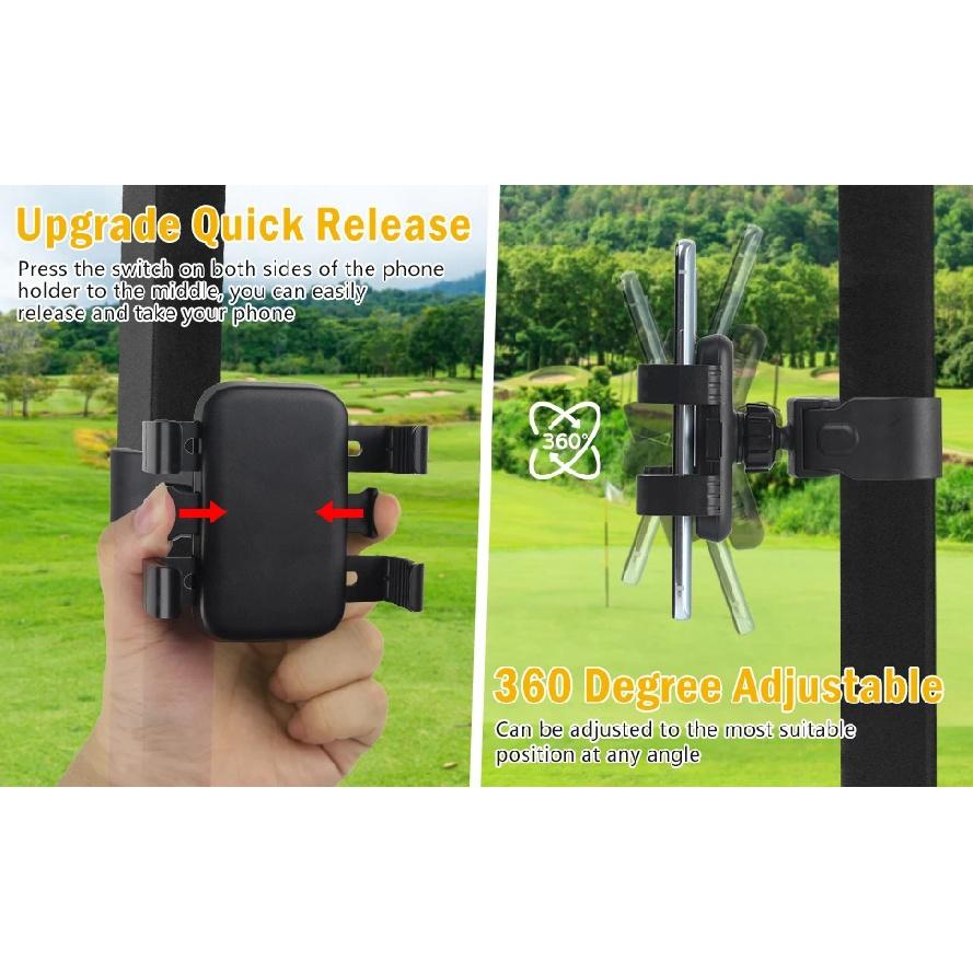 Universal Golf Cart Phone Holder Mount Compatible with EZGO/Club Car/Yamaha For IPhone/Galaxy/Huawei Quick Release/360° Rotatabl