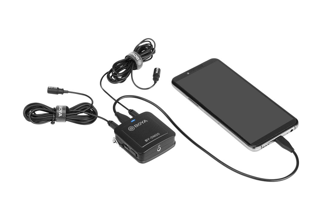 BOYA 2 Person Digital Lavalier Microphone with Output Cable for Computer Black BY-DM20 Lightning/USB-C/USB iPhone/iPad/Smartphone/Tablet/Mac/PC