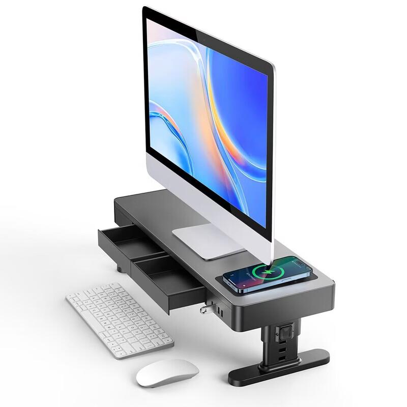 Monitor & Laptop Riser Stand with Wireless Charging and USB 3.0 Hub