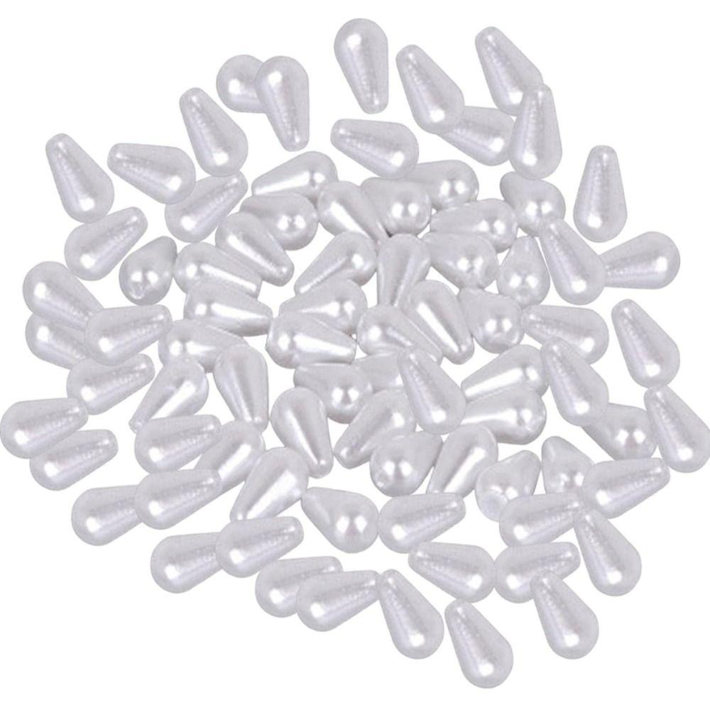 Упаковка из 100 бусин из искусственного жемчуга размером 6x10 мм в форме капли для ювелирных аксессуаров