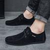 High Quality Suede Leather Men's Shoes Lace Up Black Flat Shoes Sports Shoes Party Dresses Outdoor Casual British Loafers