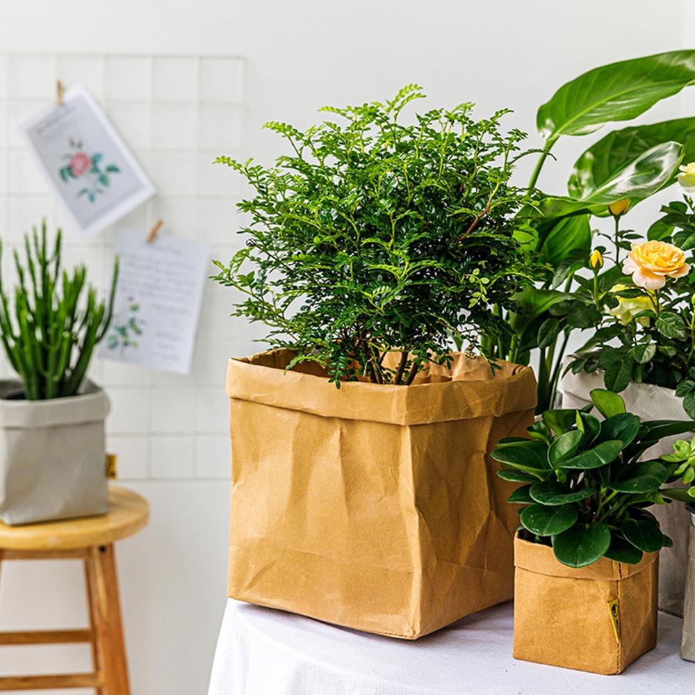 Waterproof Kraft Paper Bag Reusable Washed Kraft Paper Snacks Bags Kraft Storage Bags Food Storage