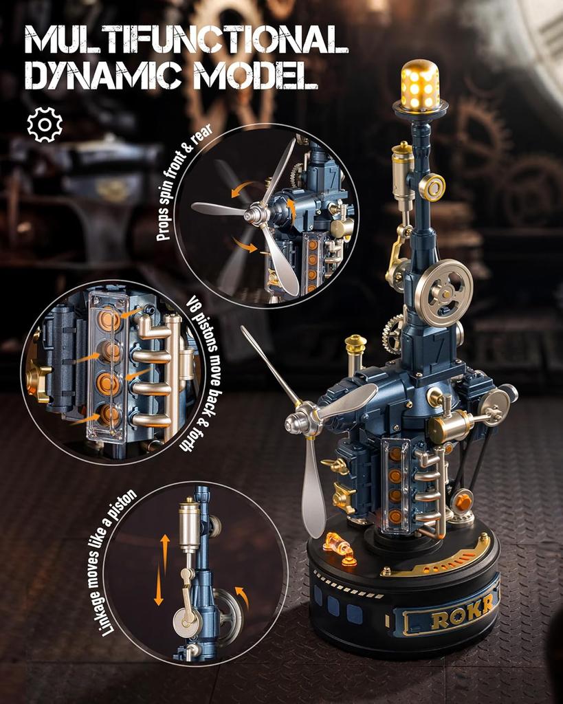 ROKR Industrial City Series 3D Puzzle Beacon Tower Model Building Kit with LED Light for Desktop Decor 139 Pcs Educational Toy Gift for Men Teens
