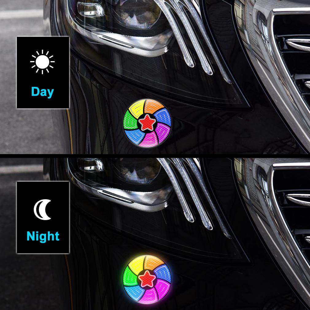 1 шт. 3D светоотражающая наклейка для автомобиля, защита от столкновений, защита от царапин, зеркало заднего вида, красочное предупреждение о безопасности, светоотражающая наклейка на корпус