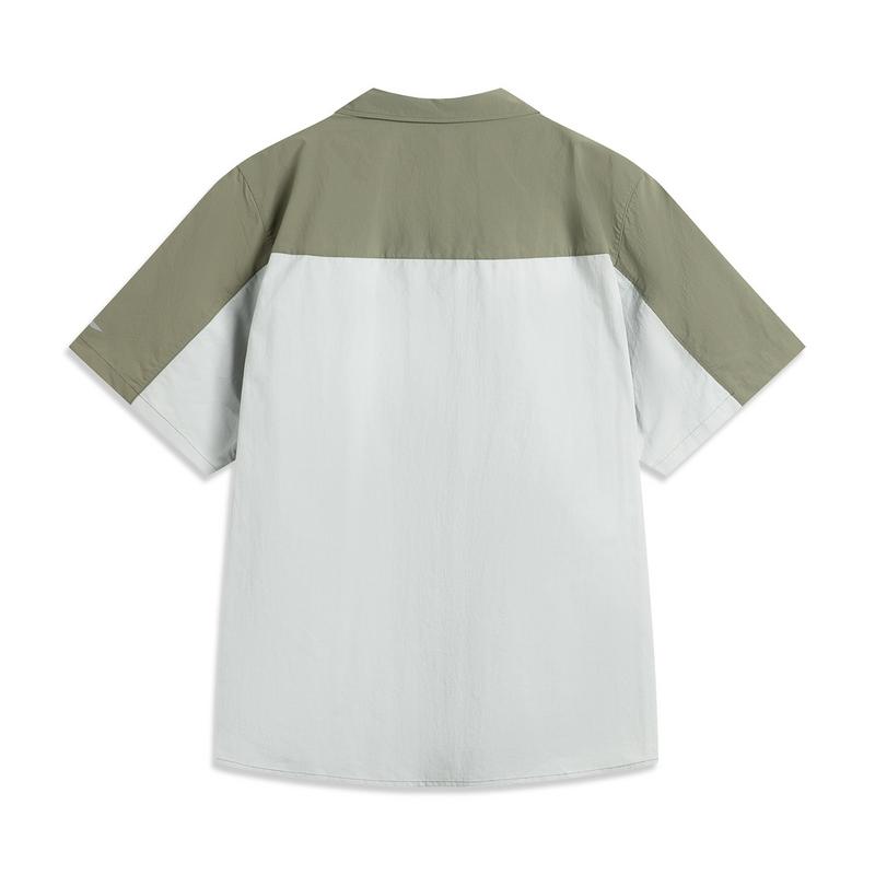 Li Ning CF Sport Casual Простая Свободная Футболка с Коротким Рукавом и Цветными Блоками Мужские футболки Зеленый ASHV051-3