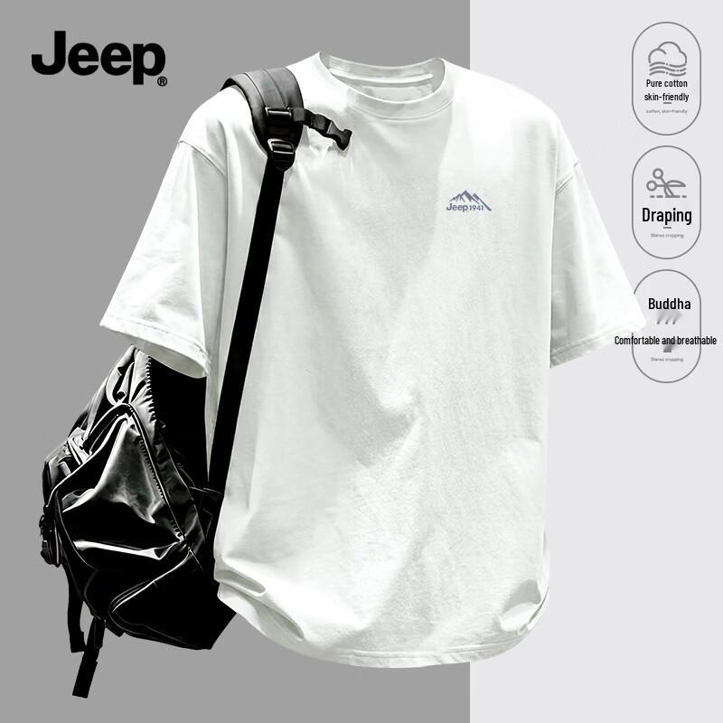 Jeep Мужская классическая хлопковая дышащая футболка с круглым вырезом