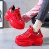 New Women Glitter Sneakers Casual Female Lace Up Zipper Platform Shoes Fashion Comfort Dad Chunky White Black Red G87