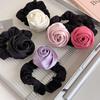 Cute Flower Rose Hair Rope Korean Style Hair Tie Silk Satin Hair Rope Scrunchies Women Hair Accessories Elastic Hair Band Girl