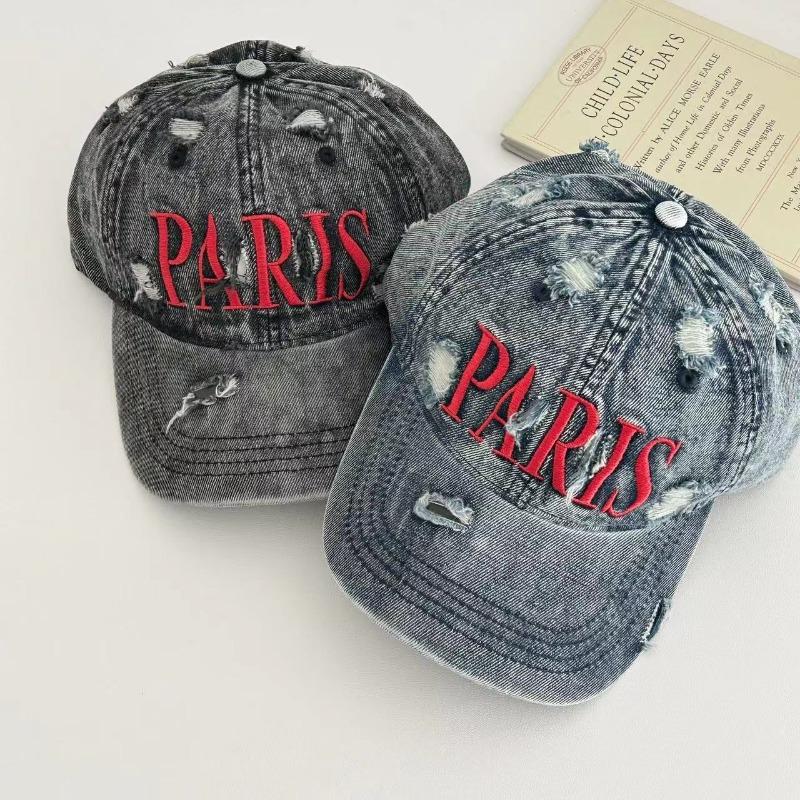 Корейские дизайнерские бейсболки с вышитыми буквами для мужчин и женщин, универсальные повседневные ретро-кепки из выстиранного денима на все времена