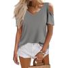 Женская летняя модная повседневная однотонная футболка с v-образным вырезом и коротким рукавом, топ