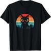 Vintage Black Cat Lover Retro Sunset Style Design T-Shirt