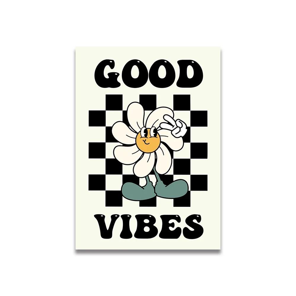 Vintage Pink Cartoon Print Canvas Posters Wall Art Poster Home Decor Canvas Print Painting Living Room Bedroom Decor Unframed