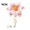 Quiet Rebound Retractable Badge Holder Cute Flower Reels, Nurse Reel Clip with Beaded Convenient One Handed Charm, Floral ID Name Card for Teacher