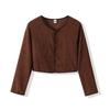 Women's Short New Long-sleeved Stand-up Collar Versatile Vest Loose Corduroy Mother Girl