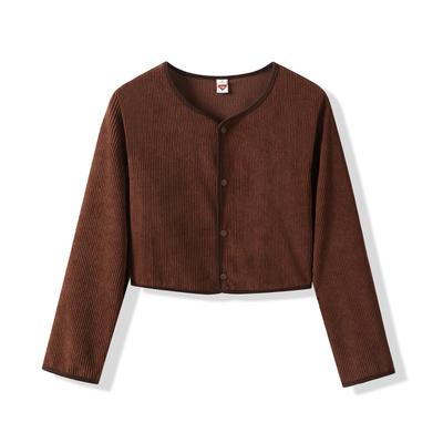 Женский короткий новый жилет с длинными рукавами и воротником-стойкой, универсальный, свободный, из вельвета, мать-девочка