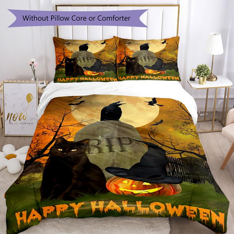 Halloween Bedding Set Breathable Duvet Cover with Pillowcases Decorative Bed Linen for Bedroom Home Decoration Birthday Gift