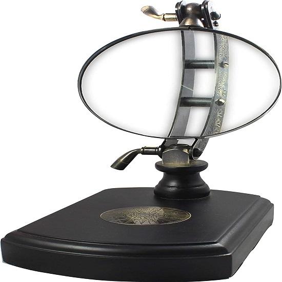 Антикварная настольная лупа Винтажная линза для чтения карт Латунная Складная 22,86 X15,24см Латунь