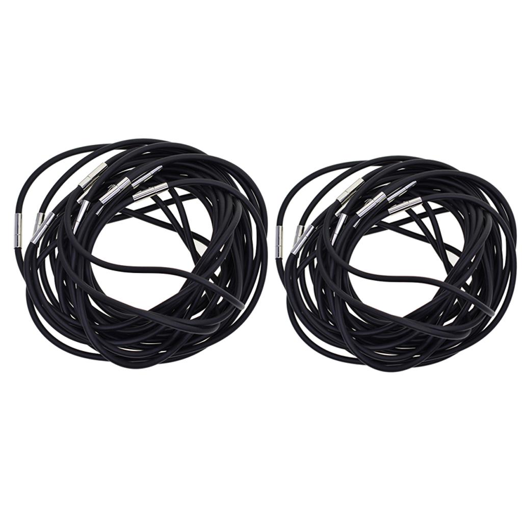 20 Pieces 3mm Black Rubber Cord Rope Necklace Chain with Copper Plug Clasp