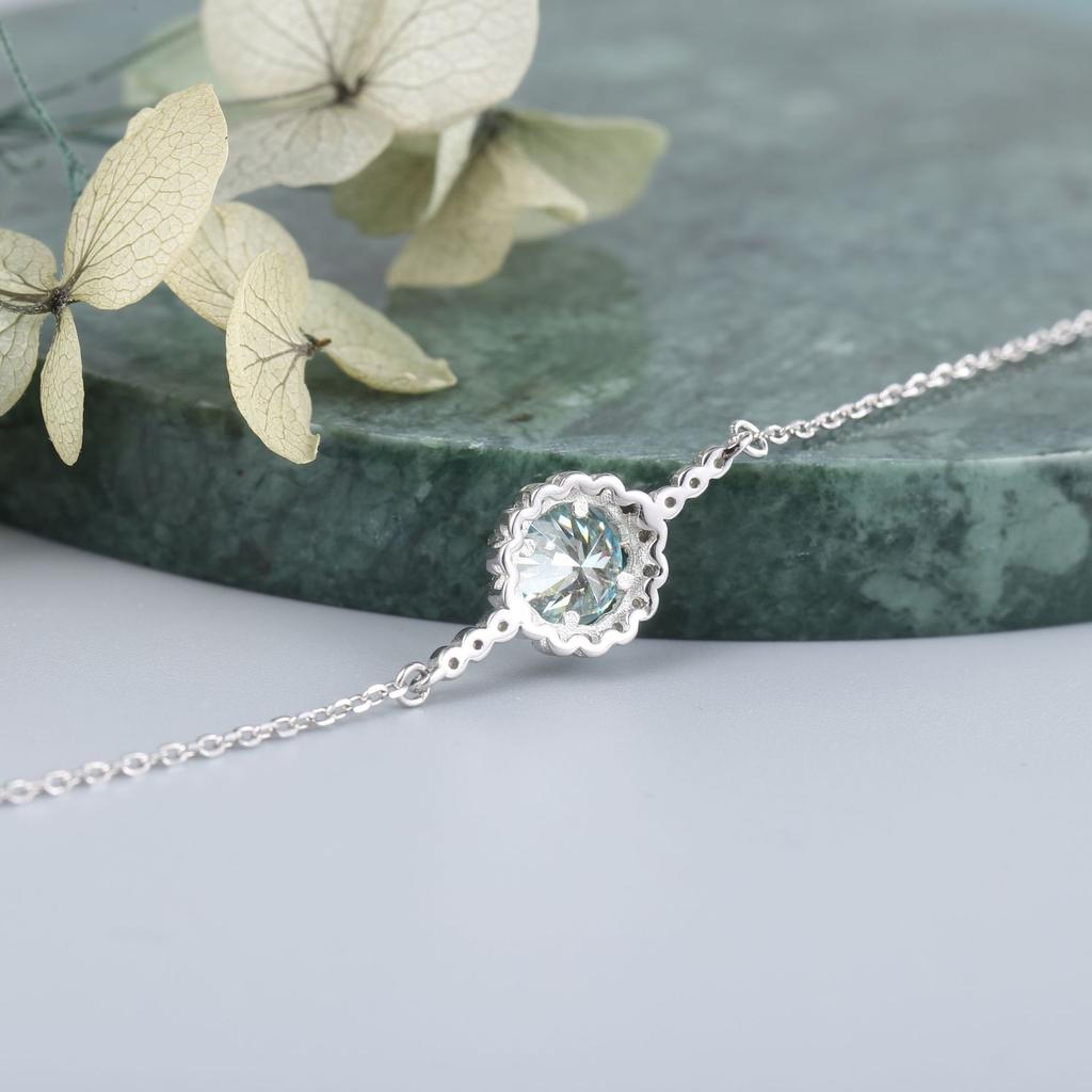 Браслет с муассанитом и дизайном One-Word, женская простая круглая сумка из стерлингового серебра 925 пробы с цирконием, ювелирные изделия All Stars Hold The Moon Flower.