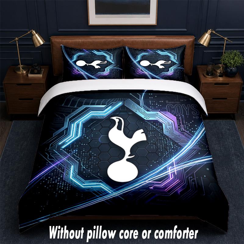 Tottenham Hotspur Design Bed Bedding Set 1 Duvet Cover + 2 Pillowcases Soft Breathable Household Bed Linens