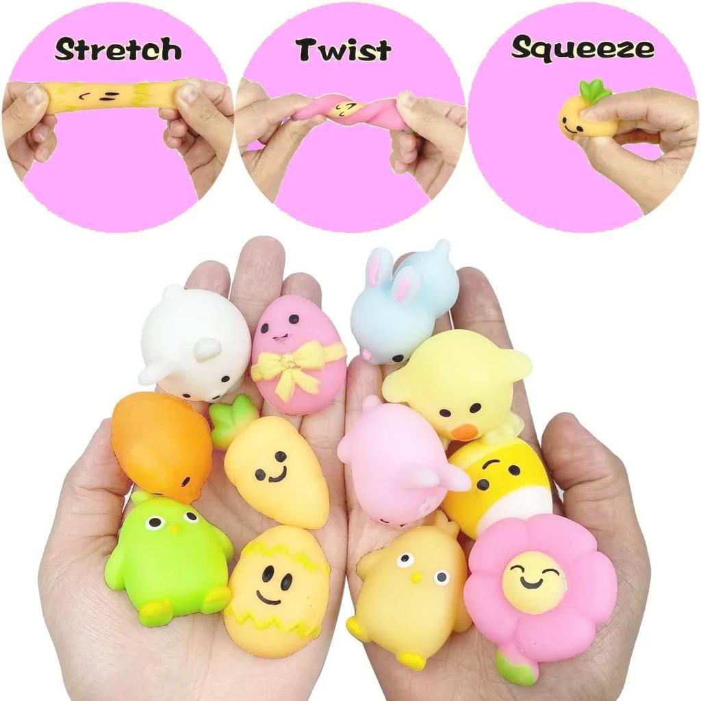 1/10/30/50/100PCS Easter Squishy Dinosaur Eggman Cute Chicken Carrot Head,Silly Dog Dumpling Stress Relief Toy Squishy
