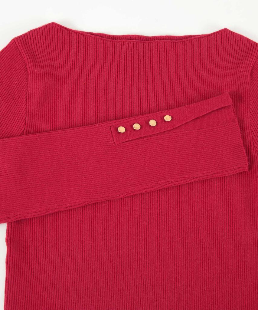 Titibait Boat Neck Knit with Gold Size AYXP3048 Buttons, Women's, Small, Ivory,