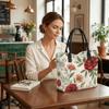 Vintage Floral Printed Large Capacity Tote Bag Casual Daily Shoulder Bag For Women Shopping Travel Use