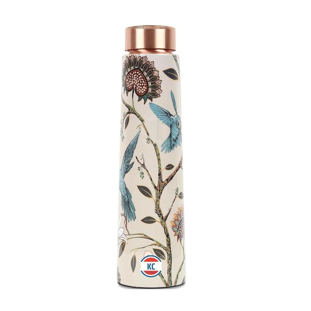 Copper Designer Water Bottle with Advanced Leak Proof Protection, Ayurveda and Yoga Health Benefits. (1000ml, 1Unit, Tower Shape)