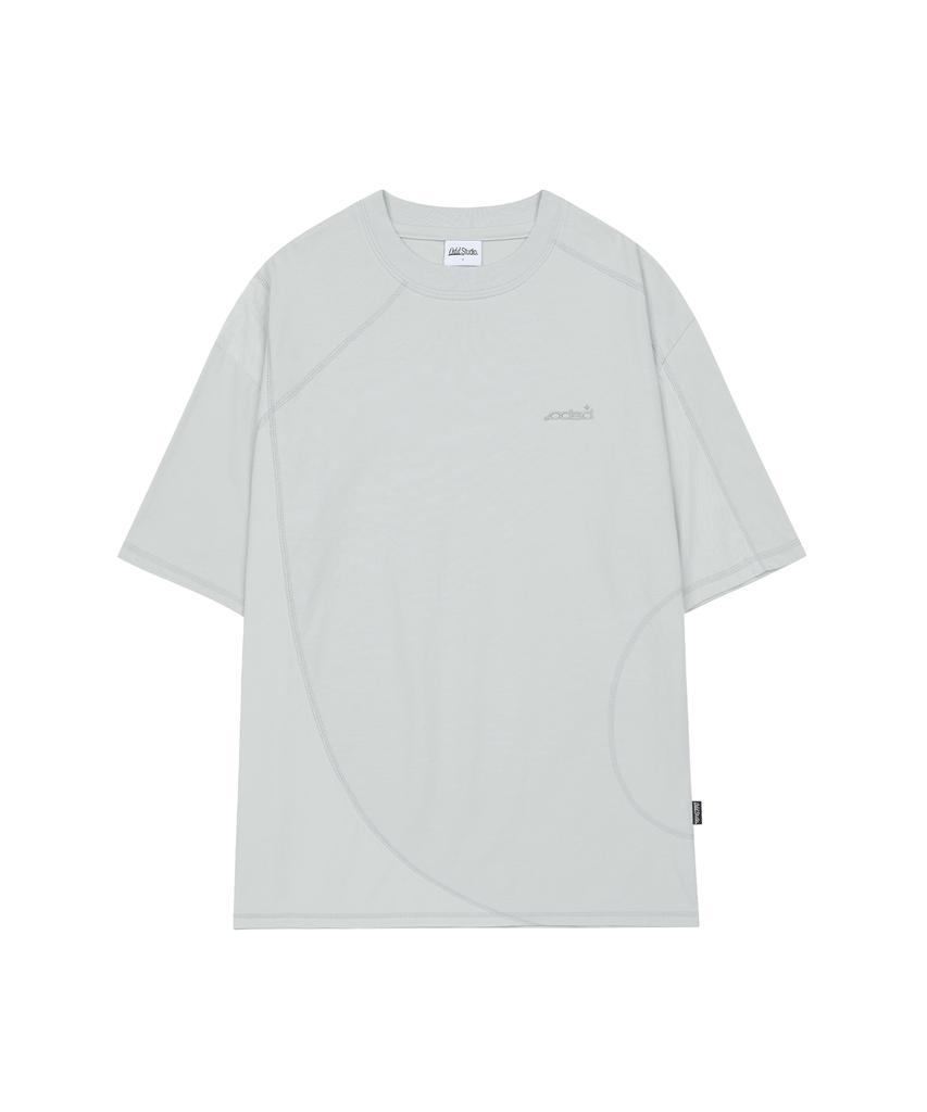 ODDSTUDIO Mesh Cut-Out Cover Stitch Oversized T-Shirt - Smoke Gray